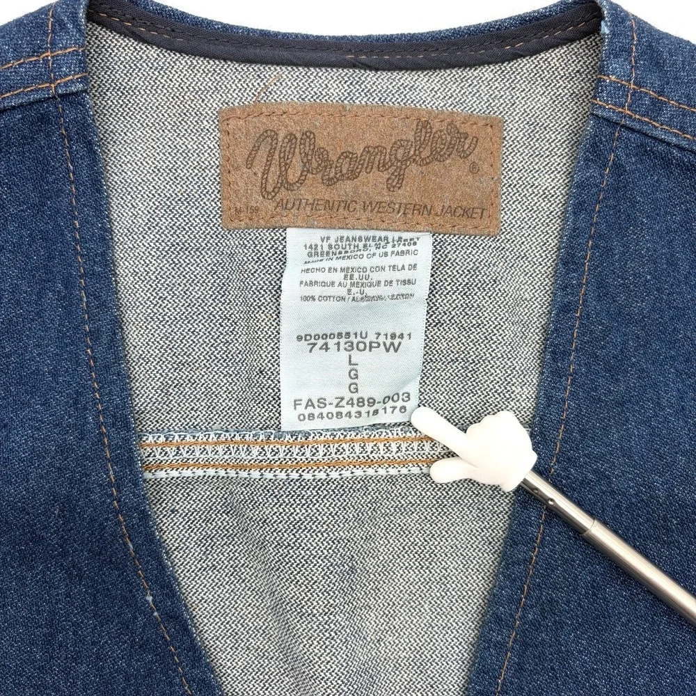 Vintage Wrangler Denim Vest Western Men's Large